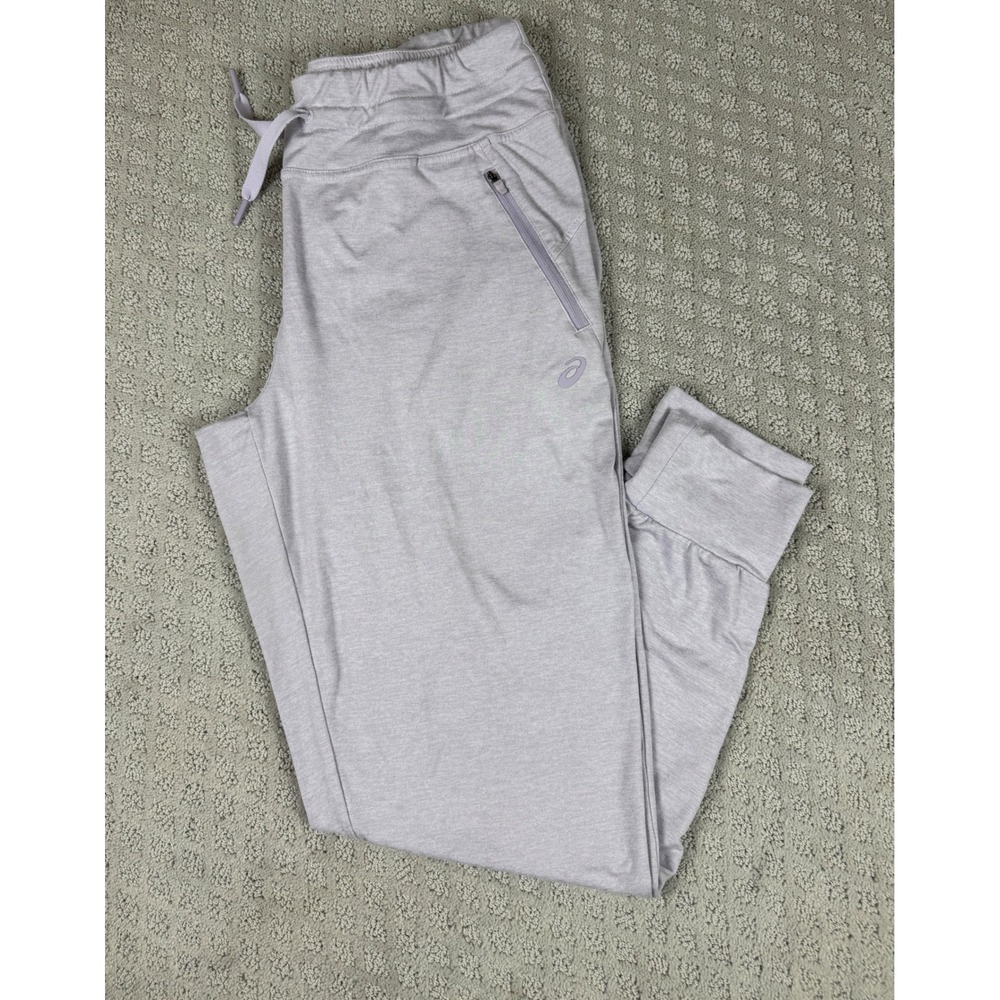 ASICS Womens Lavender Purple Heathered Jogger Pants Size L Zipper Pockets